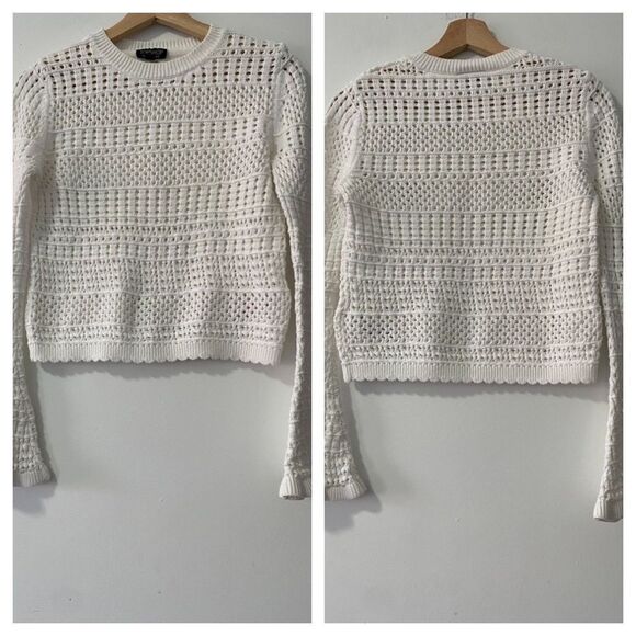 Topshop Crochet Knit  White Sweater Size US 8 - Picture 1 of 6
